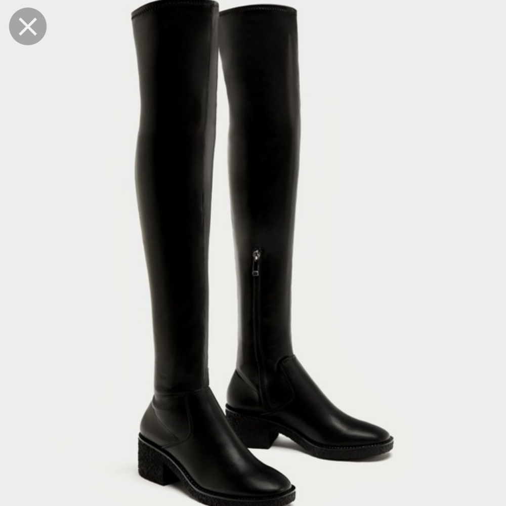 Zara black over the knee crepe boot sz 5 OR 6 NEW